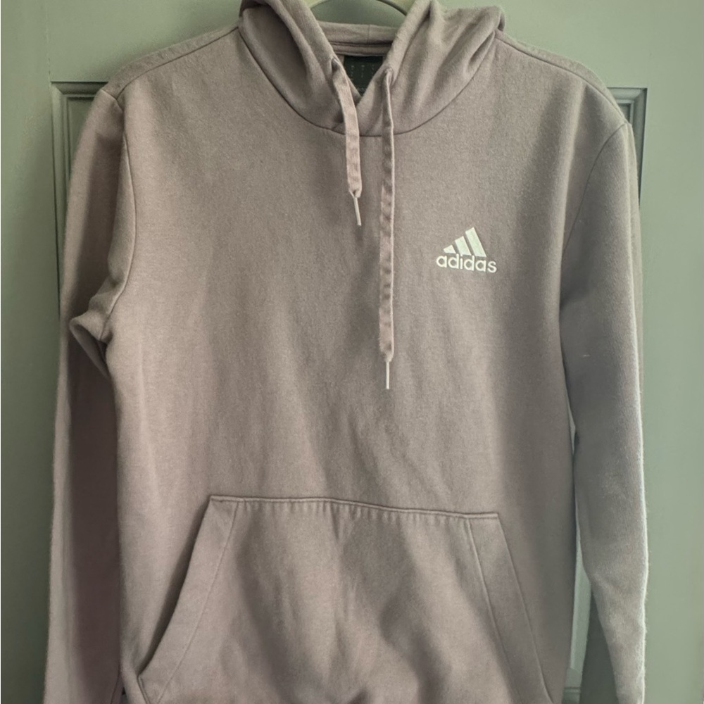 Adidas Small Unisex Lavender Grey Athletic Hoodie with Log